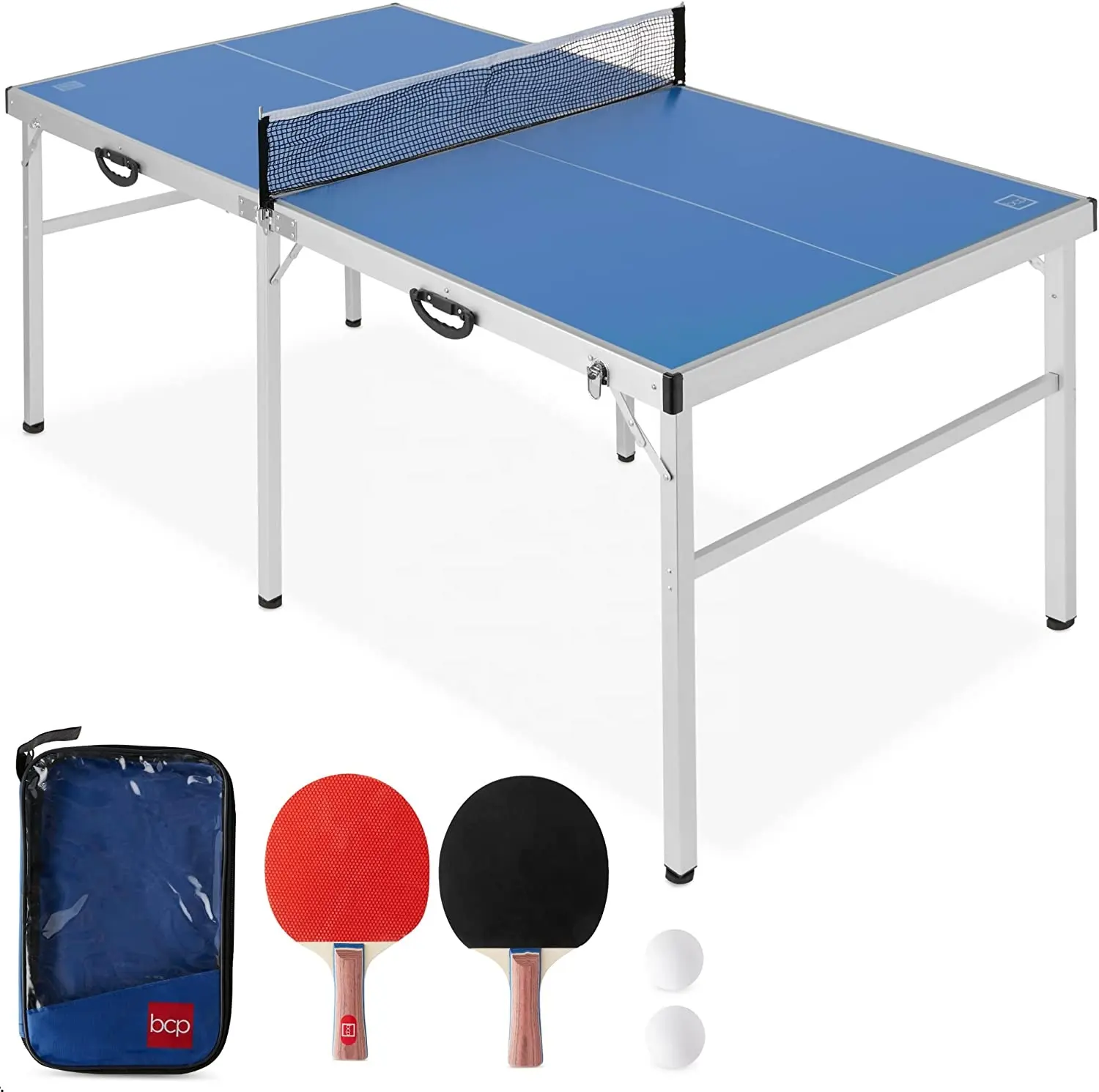 Tavolo da Ping Pong portatile pieghevole Set da gioco da tavolo con rete, paddle da Ping Pong e palline da Ping Pong per interni/esterni