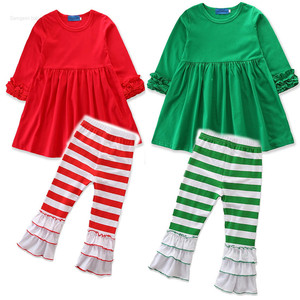bebé ropa de excelente calidad verde rojo <span class=keywords><strong>chica</strong></span> traje de camisa de manga larga de otoño e invierno falda - Product Image 1