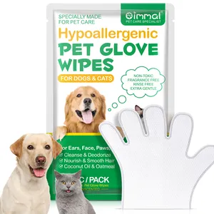 Oimmal Hypoallergenic Pet Cleaning Glove Wipes Private Label Biodegradable Pet Grooming Gloves Wet Wipes For Dogs And Cats