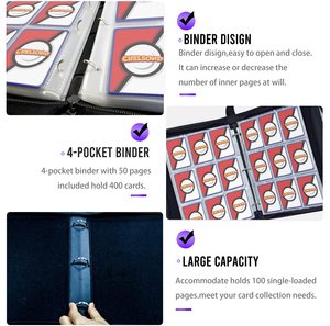 Carpeta Coleccionadora de Tarjetas Poké<span class=keywords><strong>mon</strong></span> al por Mayor con 49 Bolsillos para 900/400 Tarjetas, con Diseño de Pikachu y Eevee, con Fundas Protectoras - Product Image 6
