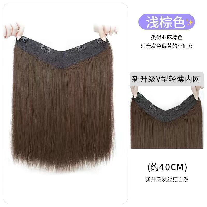 ผมตรงทรงตัววี สีน้ำตาลอ่อน ยาว 40 ซม.