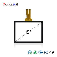 Écran tactile capacitif TouchKit de 15 pouces avec contrôleur EETI pour les terminaux de kiosque de restaurant ou les ordinateurs industriels