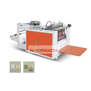 Automatic plastic bag making machine - high speed two color t-shirt polyethylene bag single punching machine