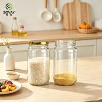 Pot en verre transparent multifonctionnel de 300 ml à col fileté, haut et fin, pour la maison et la vente en gros commerciale