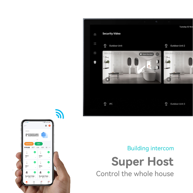 Tianlai MAX10 Alexa Voice Control Intercom System Wireless Controller Smart Home Panel with IR Remote