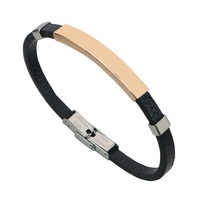 Bracelet en cuir synthétique en gros, en acier inoxydable, gravable, avec logo personnalisé, barre vierge, pour hommes et femmes