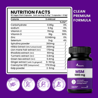 Complément Alimentaire Végétalien en Capsules Végétales de 1000mg de MSM à Marque Blanche pour Articulations, Peau, Cheveux et Ongles - Vente en Gros