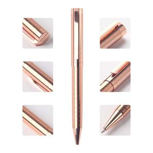 Stylos à bille élégants en métal argenté et or rose de haute qualité avec logo personnalisé, largeur d'écriture de 1,0 mm - Product Image 2