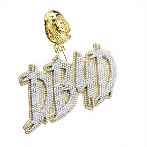 Colgante Personalizado con Cabeza de León y Nombre, Chapado en Plata con Moissanita, Joyería Hip Hop para Fiestas - Product Image 1