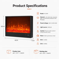 Insert de cheminée électrique 2D moderne avec télécommande, flamme réglable et affichage 7 couleurs en option