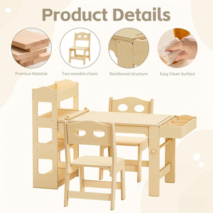 Table d'activités multifonctionnelle en bois pour enfants avec chaises et rangement pour le dessin et l'apprentissage - Product Image 4