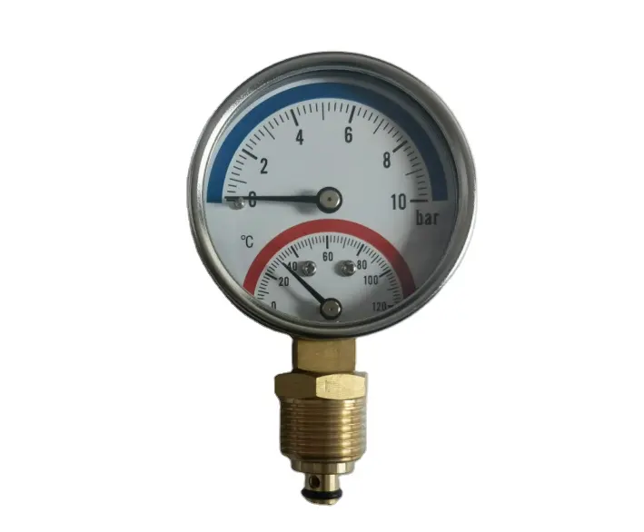 2.5 inch black case bottom mount temperature and pressure gauge with BSP 1/2