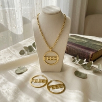 Vente en gros usine : Ensemble de bijoux tendance pour femme en acier inoxydable, plaqué or 18 carats, collier et boucles d'oreilles, étanche PVD, idéal pour les fêtes