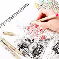 Stylos marqueurs permanents professionnels de qualité supérieure, 12 couleurs, en plastique, micro-stylos fins pour modèles en papier MS-807C