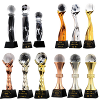 Trophée métal de grande taille personnalisé en cristal Coupe Sports Awards Trophées or football Ligue des Champions Trophée métal Coupes