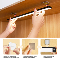 Barre lumineuse LED sans fil pour armoire, éclairage d'induction pour vitrine, rechargeable par USB, à détection de mouvement