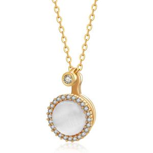 Creative Design Diamond Personality Clavicle Chain Rotating <b>Opal</b> Pendant <b>Necklace</b> Stainless Steel 18k Gold Jewelry for Women - Product Image 6
