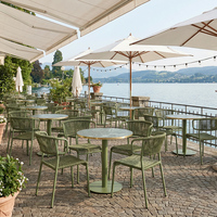 Plateau de table carré en pierre frittée imperméable SUNLAND de 60 cm avec bord en aluminium pour extérieur et usage professionnel Horeca Café