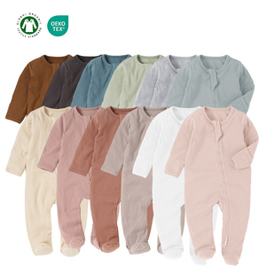 Combinaison en coton tricoté pour bébé garçon, vêtements de printemps, pyjama à pieds pour nourrisson, body pour bébé, pyjama côtelé - Product Image 1