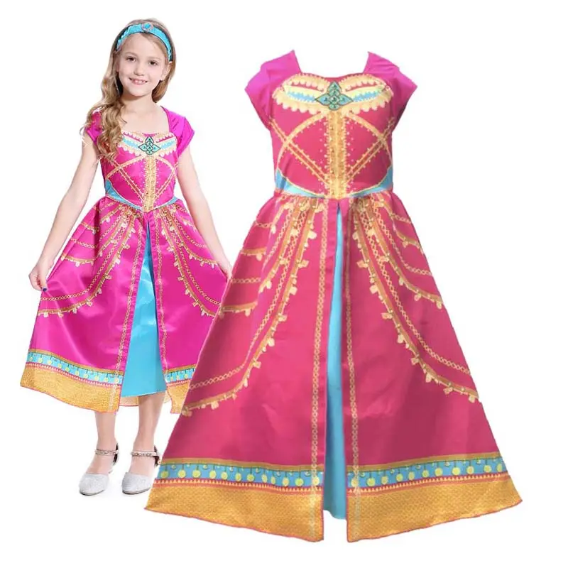 Halloween Carnival children's Party Cosplay hot Pink Arabian Princess Dress HCAL-017