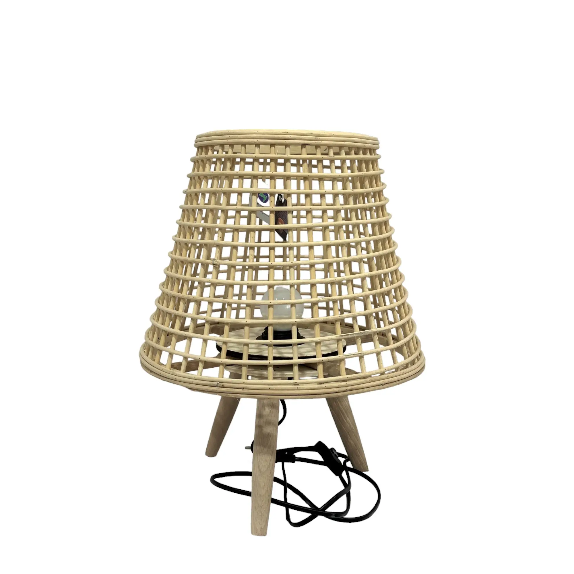 La migliore vendita in Rattan naturale fatto a mano lanterna da pavimento luce notturna lanterne lampada con supporto in legno