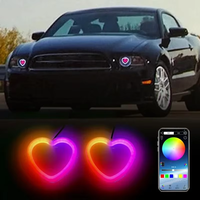 Nouvel Anneau LED RGB à Effet de Chasse Lumineuse pour Phares de Voiture, Décoration Auto en Forme de Cœur, Clignotants Séquentiels, Contrôle par Application
