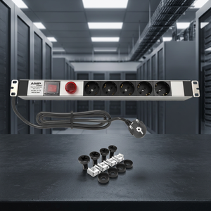 19" 1U Rack Mount Aluminum Power Distribution Unit PDU 5 Way Schuko Socket Volt Amp Meter <b>Switch</b> 16A EU <b>Plug</b> 2 Years Warranty - Product Image 3