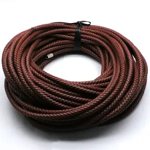 Wholesale Handmade Top Quality Leather Cords Cowhide Ropes 5 mm Woven Leather Cord Bracelet Necklace Cord for Handmade Jewelry