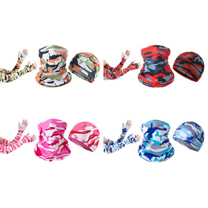 Summer Outdoor Cycling Cap Face Mask Ice Silk Half Finger Sleeves Camouflage Sun Protection Unisex Adult - Product Image 1