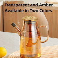 Botol Minyak Dapur Kaca Borosilikat Tinggi Desain Modern Kapasitas Besar 600ml/800ml/1000ml Wadah Bumbu Tutup Jepit Buatan Tangan