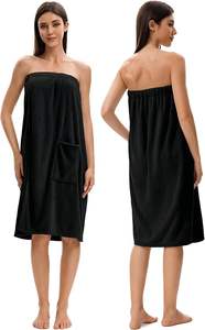 Serviette de bain personnalisée avec logo pour femmes, peignoir en tissu moelleux après la douche, serviette de sauna et de spa avec poches - Product Image 5