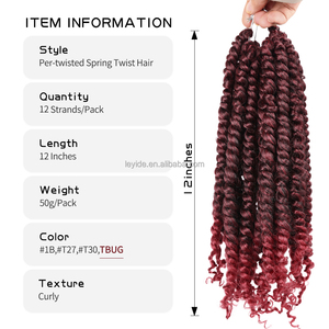 New Arrival Spring <strong>Twist</strong> Hair Pretwisted 12 Inch Bomb <strong>Twist</strong> Synthetic Pre Looped Passion <strong>Twist</strong> Crochet Braids Hair Extension - Product Image 6