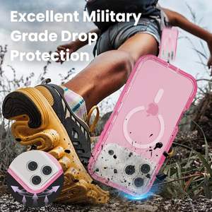 Follaroma pour 17 <span class=keywords><strong>Pro</strong></span> <span class=keywords><strong>Max</strong></span> Étui magnétique transparent à double couche pour anneau Protection robuste anti-chute et antichoc 6.9 - Product Image 4