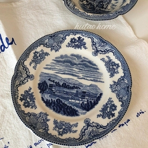 Juego de vajilla clásica francesa, plato de cerámica azul bonito, platillo, bandeja única para comedor, decoración del hogar, taza de té personalizada - Product Image 3