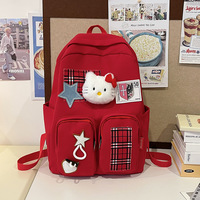 Mochila Escolar de Gran Capacidad con Doble Asa, Diseño Coreano de Anime y Dibujos Animados, en Poliéster y Nailon, para Estudiantes de Secundaria y Preparatoria