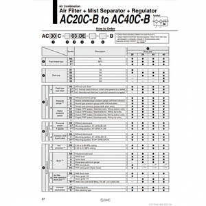 การรวมกันของลม AC30C-03CE1-V1-B ชิ้นส่วนนิวเมติก SMC - Product Image 1