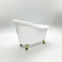 Boîte à cosmétiques en plastique PP, mini bouteille de baignoire créative/couleur blanche avec les pieds dorés, soins quotidiens, conteneurs de savon de salle de bain, emballages