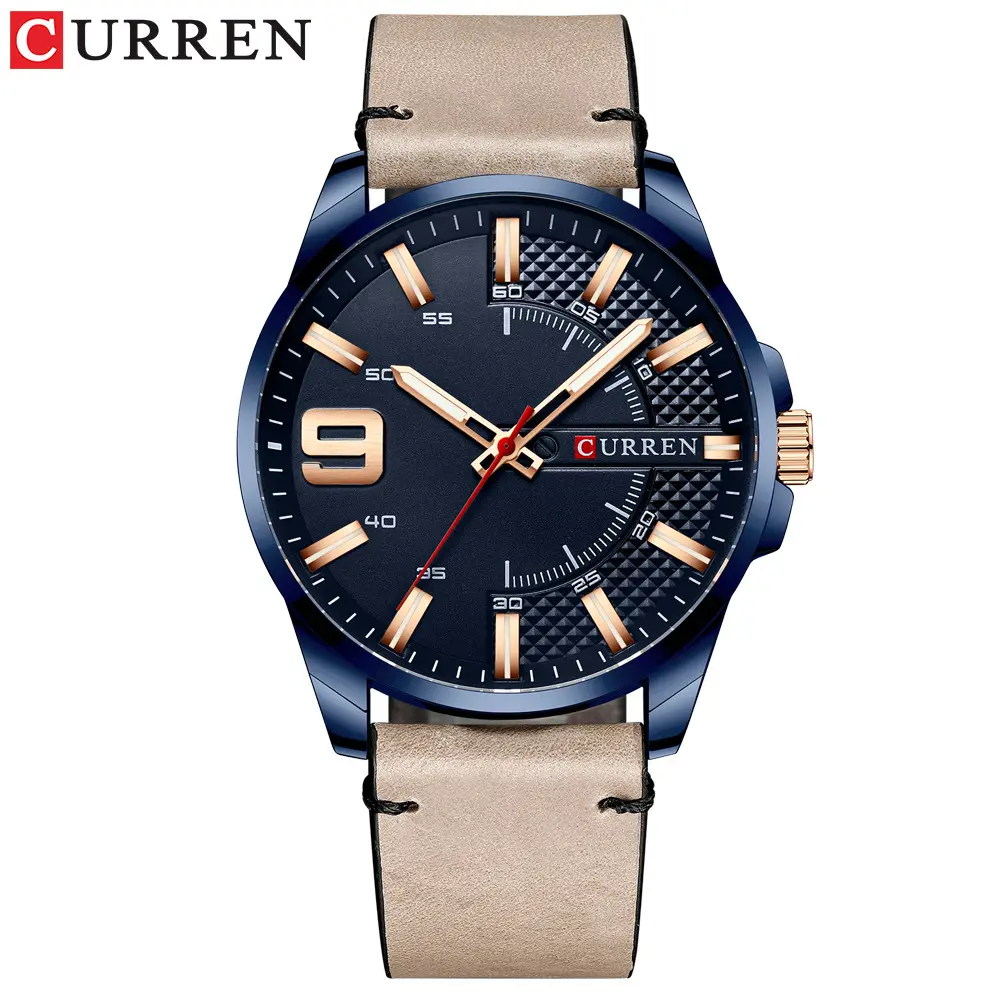 CURREN 8371 Watches Men's Quartz Top Brand Luxury Business Watch Men Leather Wristwatch Luminous Hands Clock Male