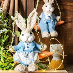 Lapin de paille artificielle fait à la main pour la décoration de la maison et du jardin de mariage Noël Graduation-Élégant ornements de Pâques Idées cadeaux - Product Image 5