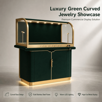 Vitrine de présentation de bijoux sur mesure avec éclairage LED, intérieur en verre trempé et velours, comptoir de luxe pour boutique