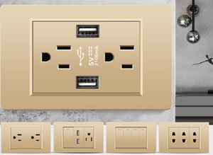 Prise murale standard américaine, panneau d'interrupteurs électriques avec 15 prises, 110V 15A, matériau ABS, application EWeLink, or, maison, hôtel - Product Image 2