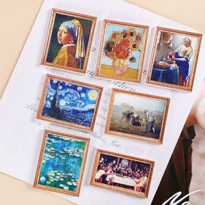 กรอบรูป 3 มิติ สไตล์วินเทจ ภาพวาดชื่อดังระดับโลก งานฝีมือเรซิ่น แม่เหล็กติดไวท์บอร์ด ของตกแต่งบ้านทันสมัย แม่เหล็กติดตู้เย็น - Product Image 1