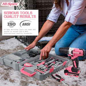 Bộ dụng cụ khoan điện cầm tay không dây 18V màu hồng 81 món dành cho nữ, bộ dụng cụ sửa chữa cầm tay tự làm tại nhà. Hỗ trợ OEM ODM - Product Image 6