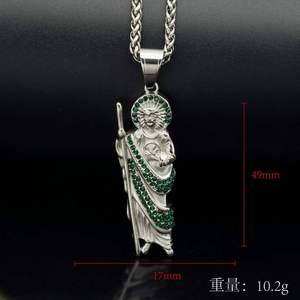 Pendentif en acier inoxydable 316 tendance, géométrique, hip-hop, vintage, saint Jude, religieux, <span class=keywords><strong>catholique</strong></span>, imperméable, sans ternissement - Product Image 4