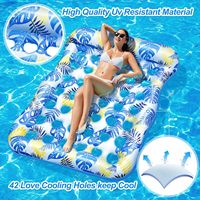 Chaise longue gonflable ergonomique avec dossier, imprimé feuilles tropicales, hamac de piscine, lit flottant pour adultes