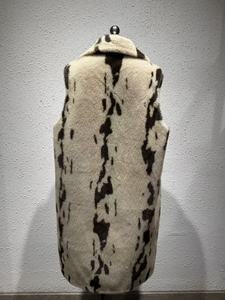 Gilet Lungo in Finta Pelliccia con Stampa Mucca da Donna, Gilet Invernale Senza Maniche con Colletto Blazer Doppiopetto e Tasche in Pelliccia Sintetica di <span class=keywords><strong>Visone</strong></span> - Product Image 5
