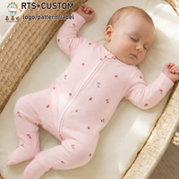 Romper Bayi Kaki Tertutup Bahan Bambu Lembut Guai, Model Minimalis, Piyama Bayi Baru Lahir Grosir