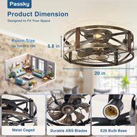 Ventilateur de plafond encastré de 20 pouces avec lumières et télécommande, ventilateur de plafond à profil bas avec 6 vitesses et minuterie pour chambre à coucher, cuisine, salle à manger