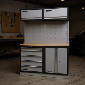 Armario de taller modular Fervi A007M, unidad de almacenamiento de herramientas con panel perforado y cajones para uso en garaje - Product Image 3