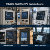 Panel PC Industrial Integrado sin Ventilador de 12 Pulgadas, 13.3 Pulgadas, 15 Pulgadas, 15.6 Pulgadas y 21.5 Pulgadas, Terminal de Programación PLC de Bajo Consumo